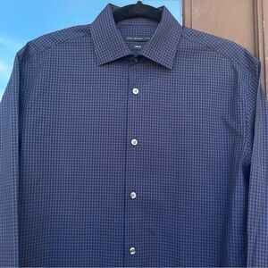 John Varvatos ⭐️ USA Black/Blue Plaid Shirt [15, 32/33]